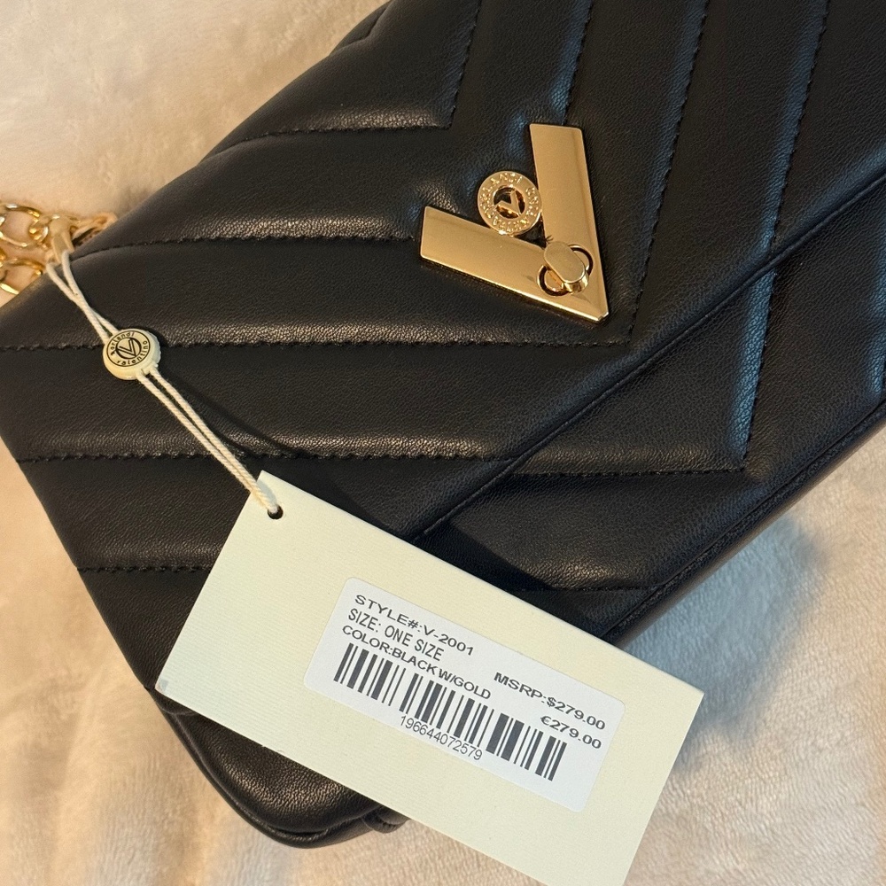 NWT Valentino Orlandi black quilted vegan leather shoulder bag with gold-tone - Picture 5 of 6